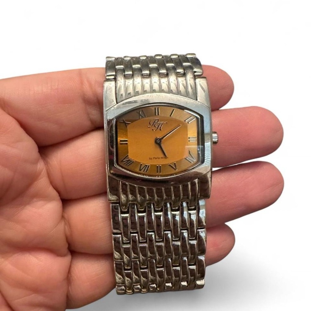 Silver and Orange Men's Watch